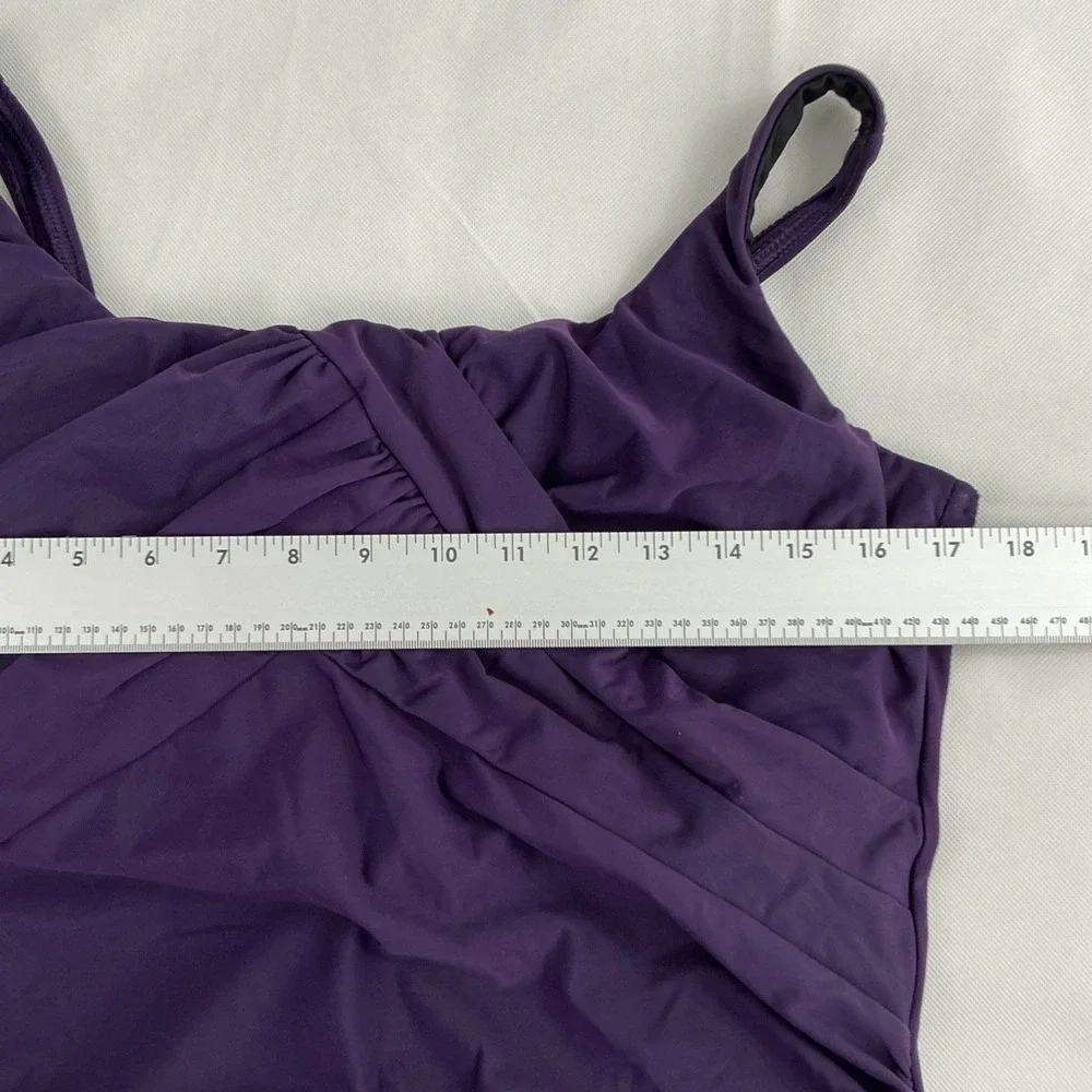 Lands' End Slender Carmela Tummy Control One-Piece Swimsuit Size 18D Purple